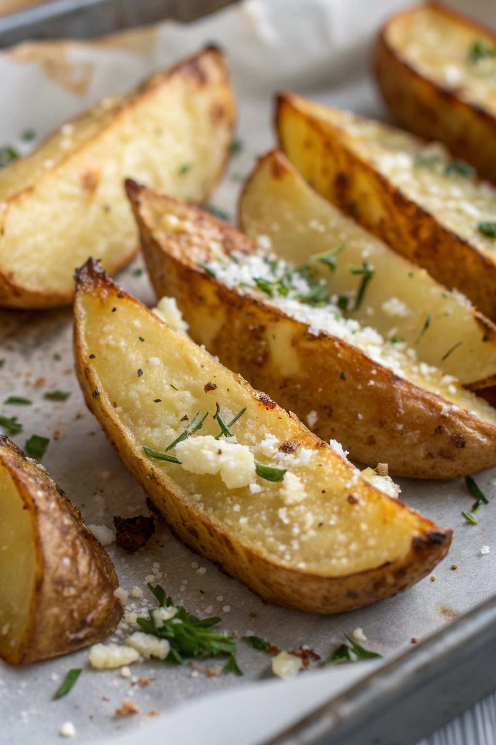 Baked Garlic Parmesan Potato Wedges Recipe