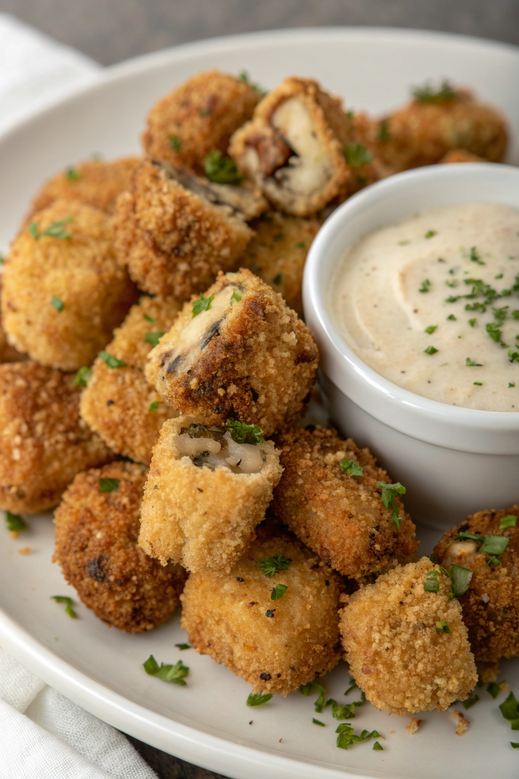 Crispy Fried Mushrooms with Cool Ranch Dip