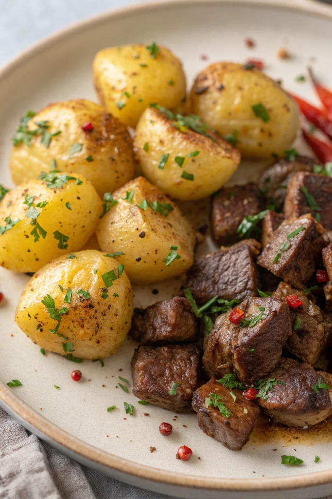Garlic Butter Steak Bites & Potatoes Recipe