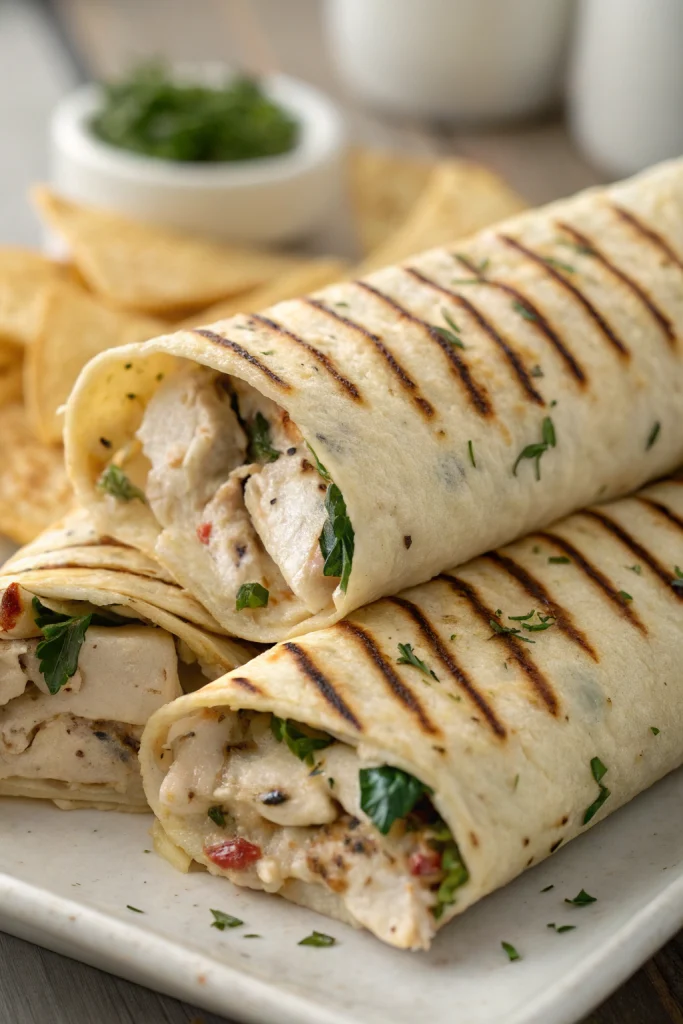 Ooey-Gooey Cheesy Garlic Chicken Wraps Recipe
