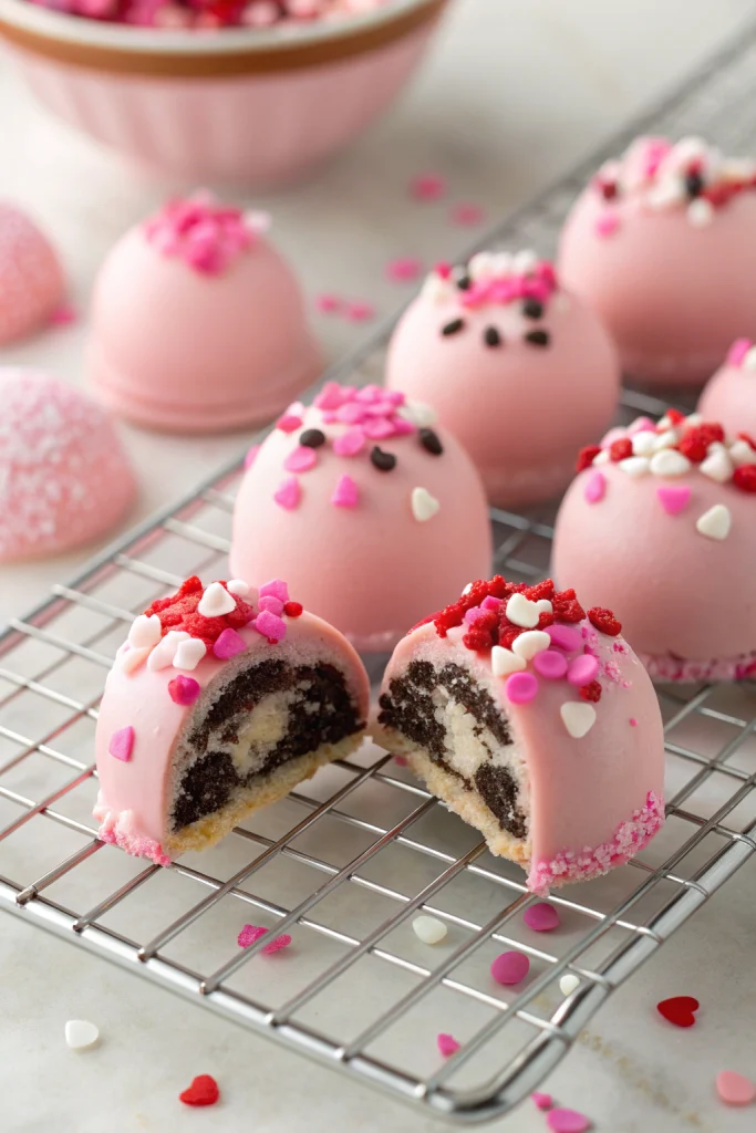 Oreo Truffle Balls with Pink Candy Coating
