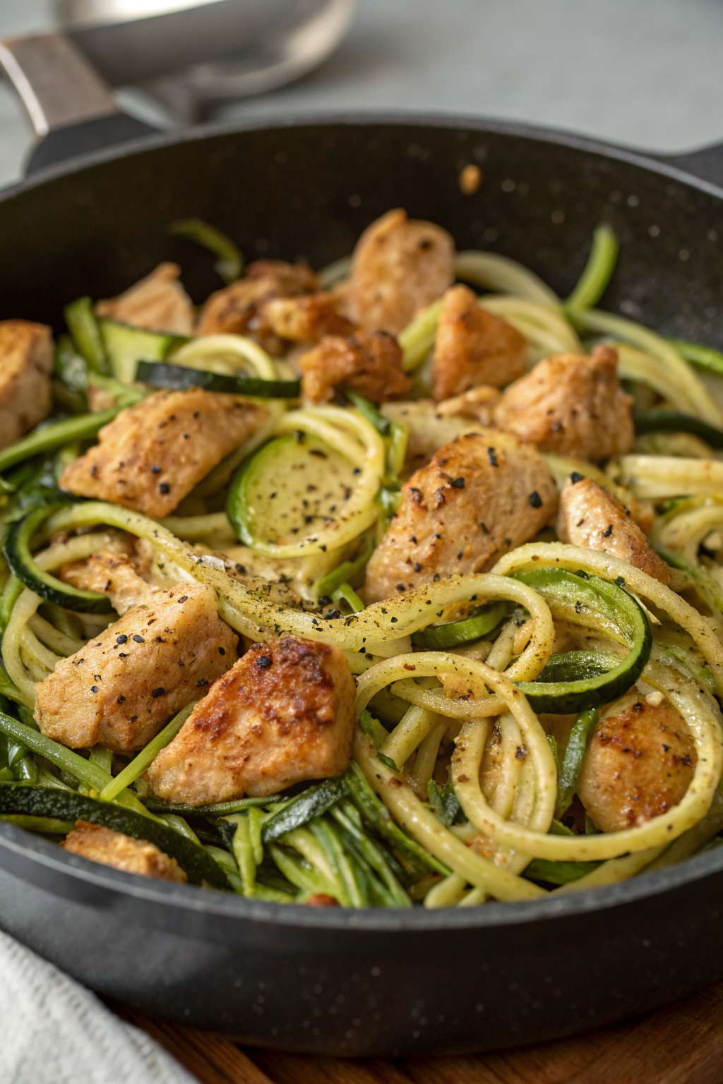 Garlic Chicken Zucchini Noodles Stir Fry Recipe