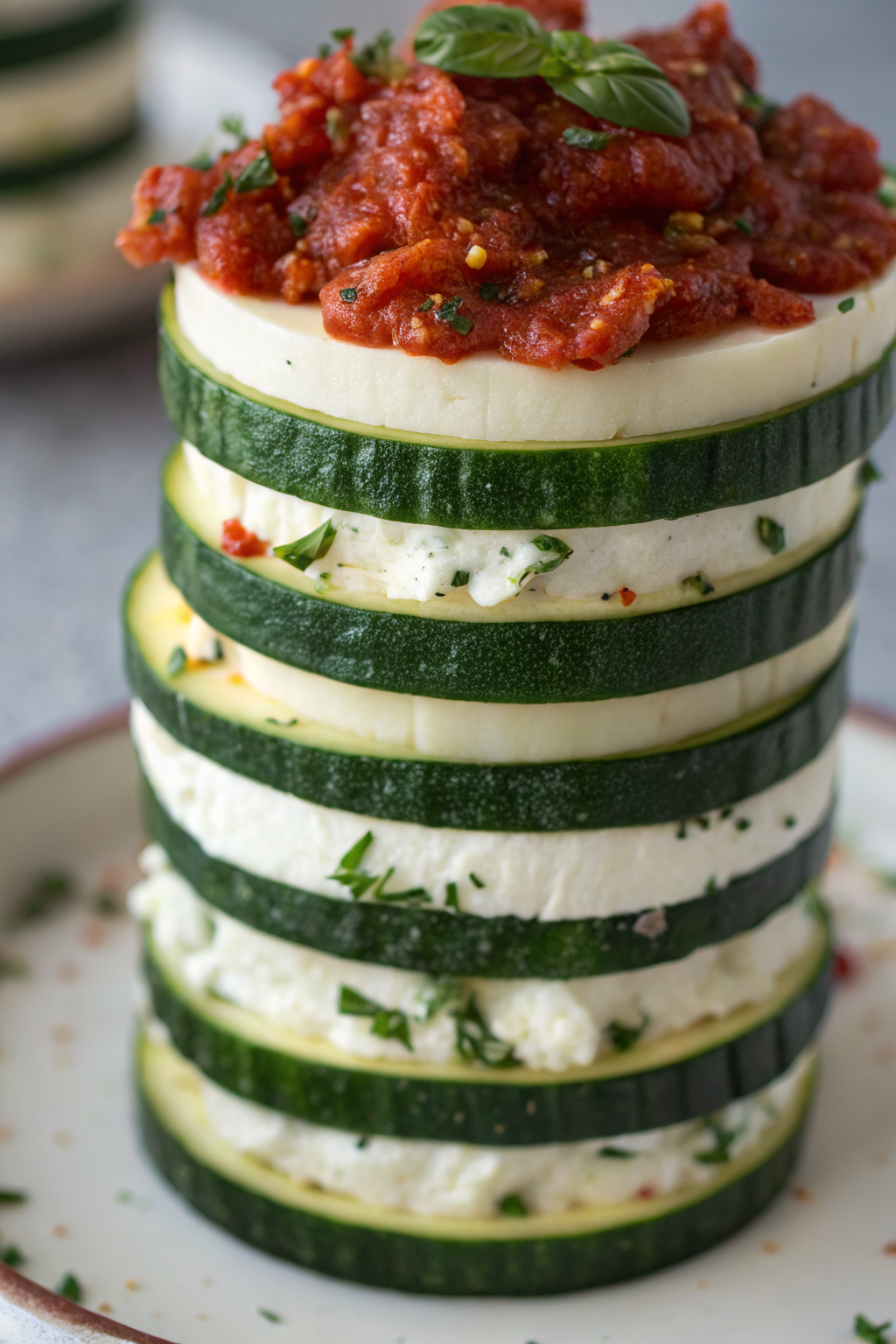 Layered Zucchini Ricotta Melts with Marinara
