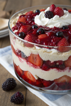 Mixed Berry Trifle With Raspberry Jelly