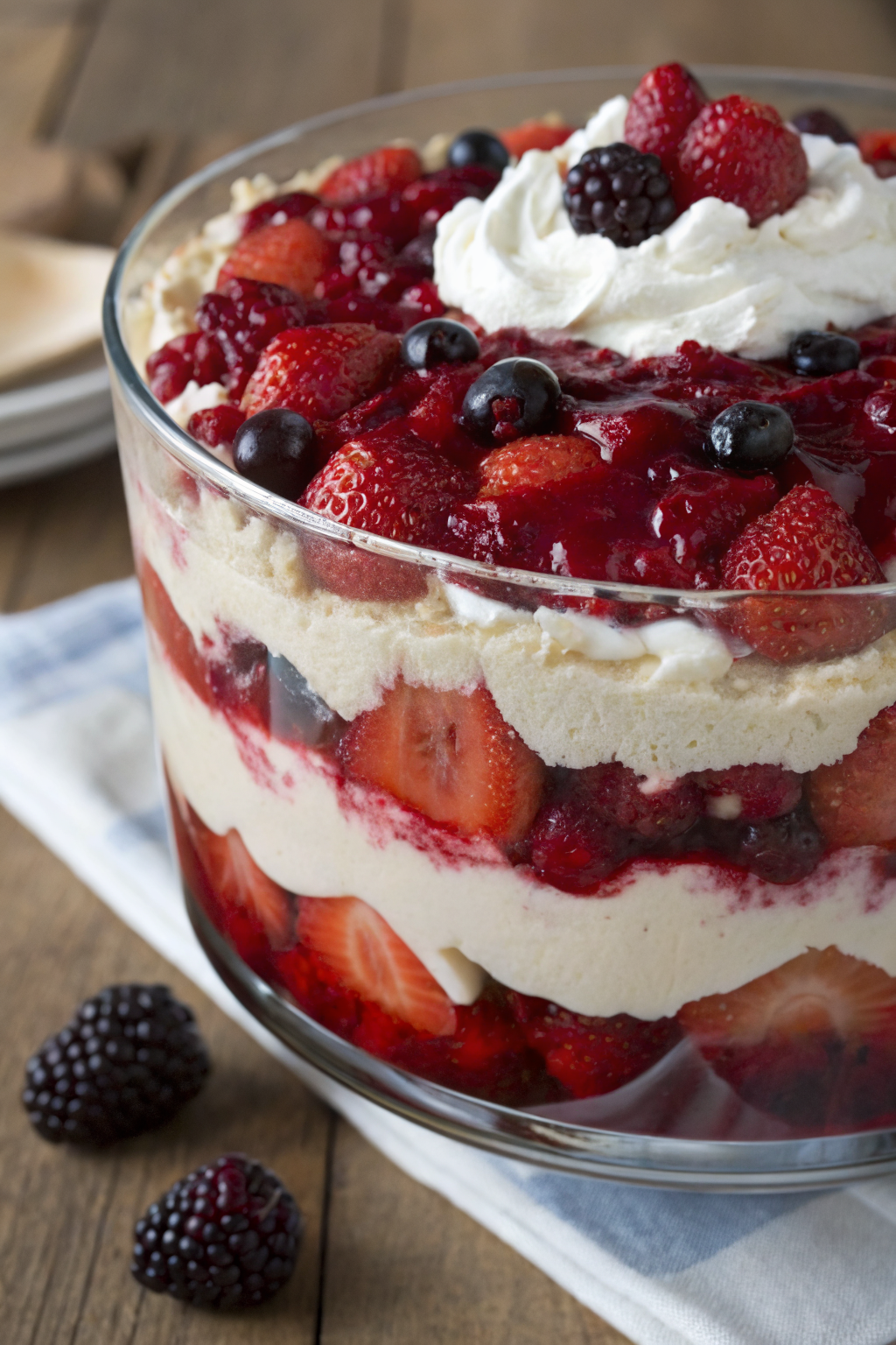 Mixed Berry Trifle With Raspberry Jelly
