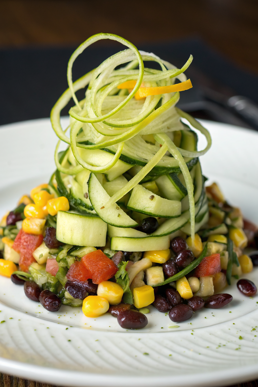 Roasted Zucchini Corn Salad with Green Goddess Dressing