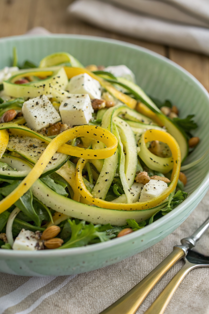 Shaved Zucchini Salad with Plums Herbs Almonds