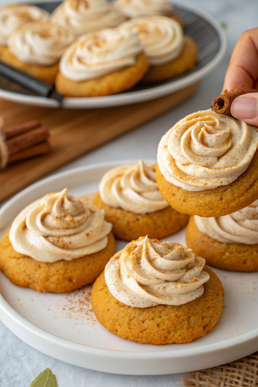 Soft Pumpkin Cookies with Cinnamon Frosting