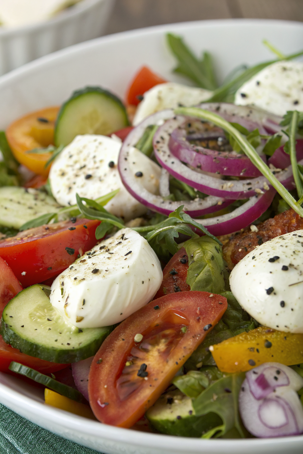 Summer zucchini salad with seeds, mint and lemon dressing