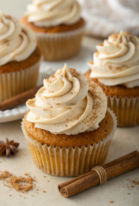 Vanilla Chai Pumpkin Latte Cupcakes with Cinnamon