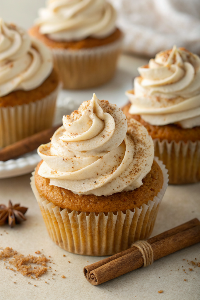 Vanilla Chai Pumpkin Latte Cupcakes with Cinnamon