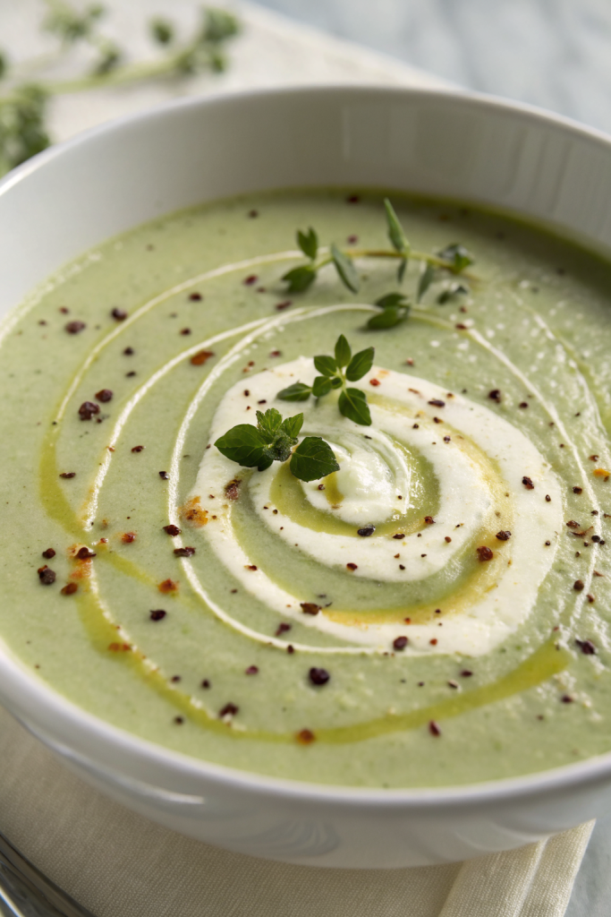 Zucchini Soup with Yogurt Lemon and Dill