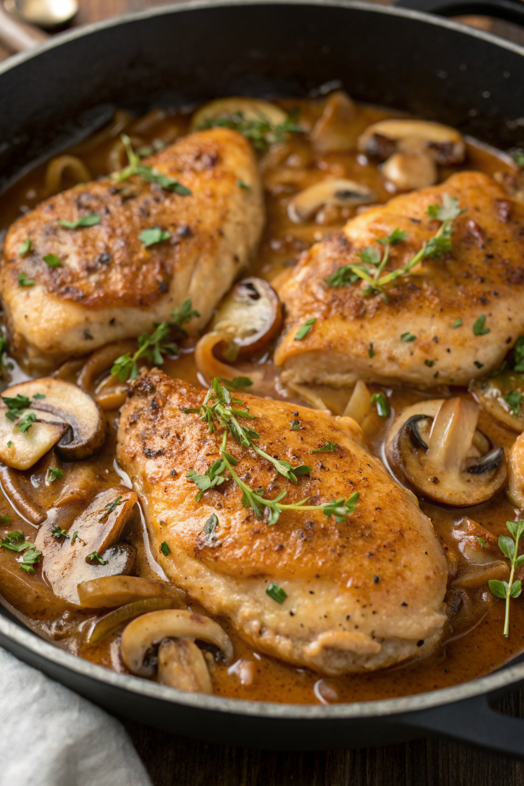 Cider Braised Chicken With Caramelized Onions Recipe