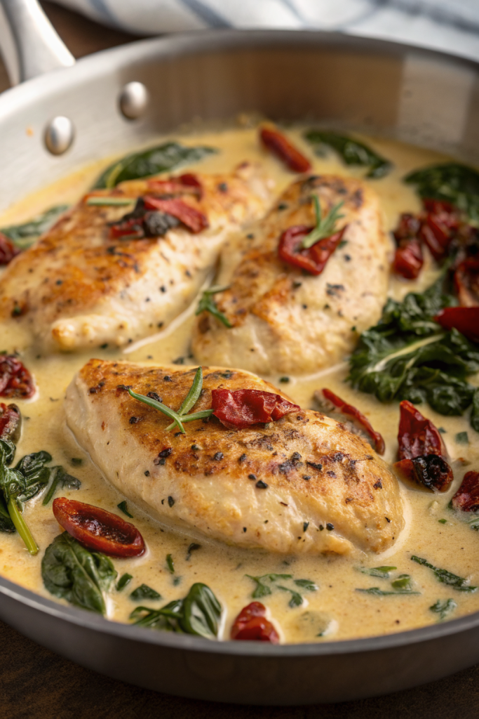 Creamy Chicken Breast in Spinach Parmesan Sauce Recipe