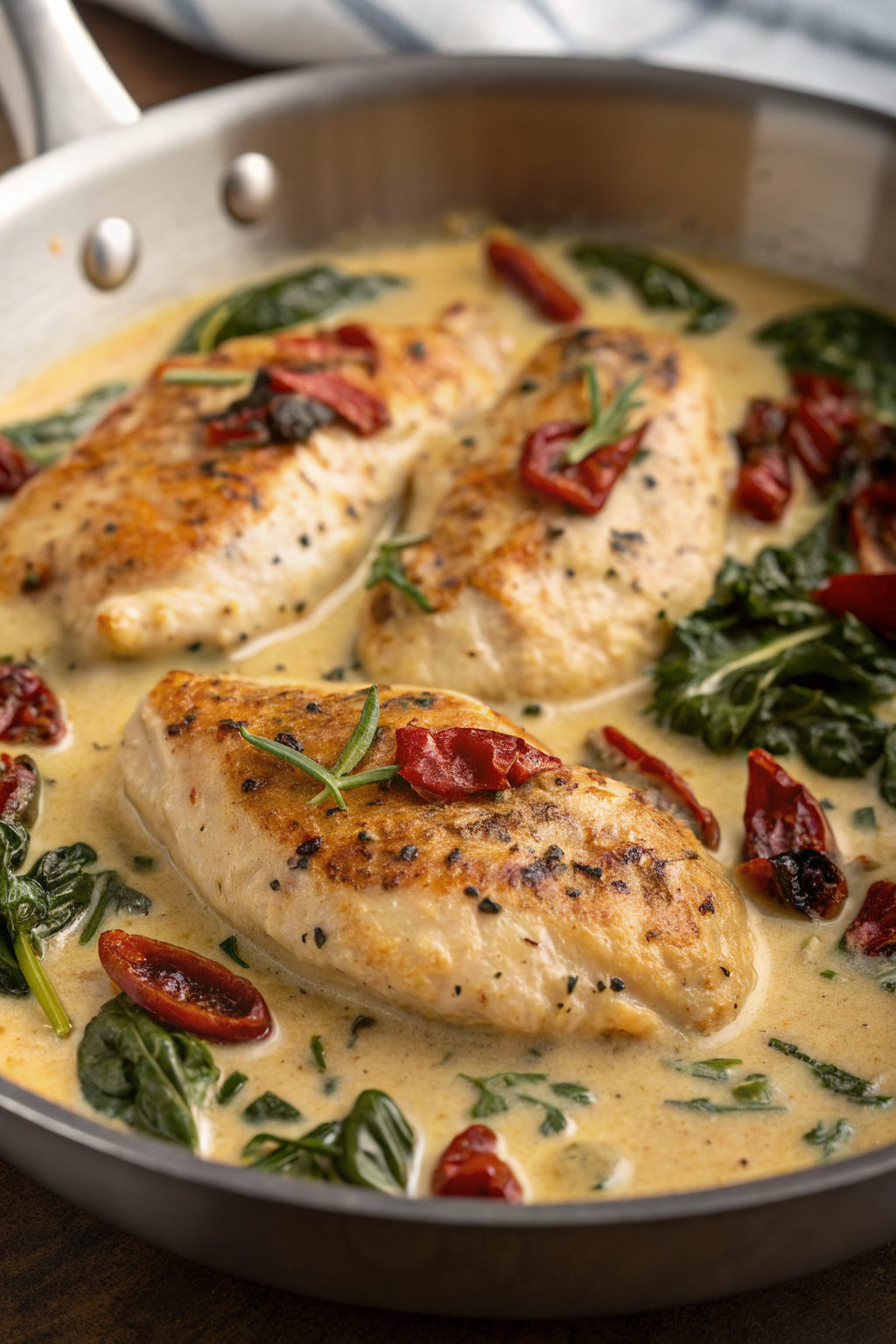Creamy Chicken Breast in Spinach Parmesan Sauce Recipe