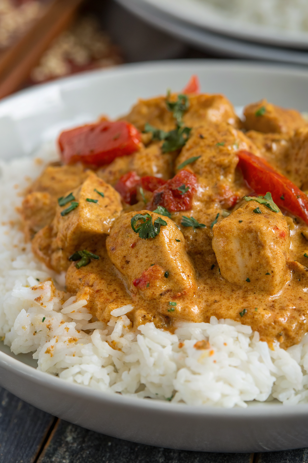 Creamy Paprika Chicken with Rice in a Velvety Sauce