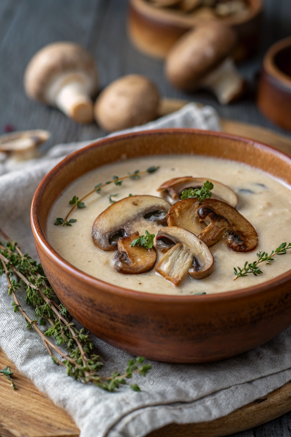 Creamy Wild Rice Chicken Soup with Roasted Mushrooms