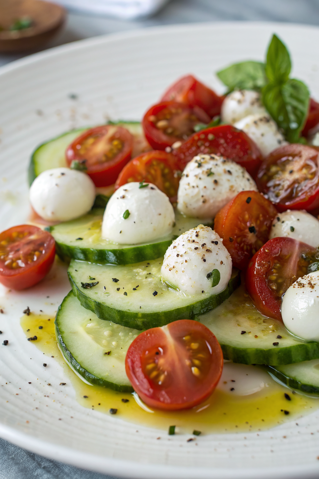 Easy Cucumber Caprese Salad Recipe