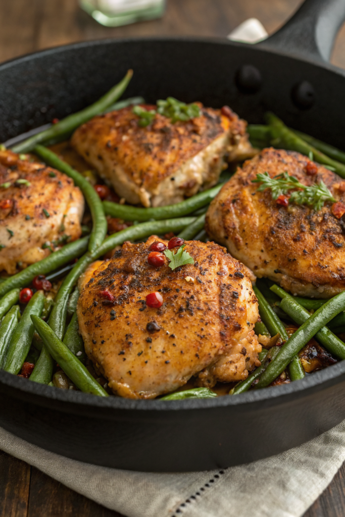 Lemon Garlic Butter Chicken Thighs with Green Beans