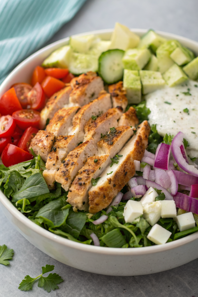 Mediterranean Chicken Salad with Creamy Tzatziki