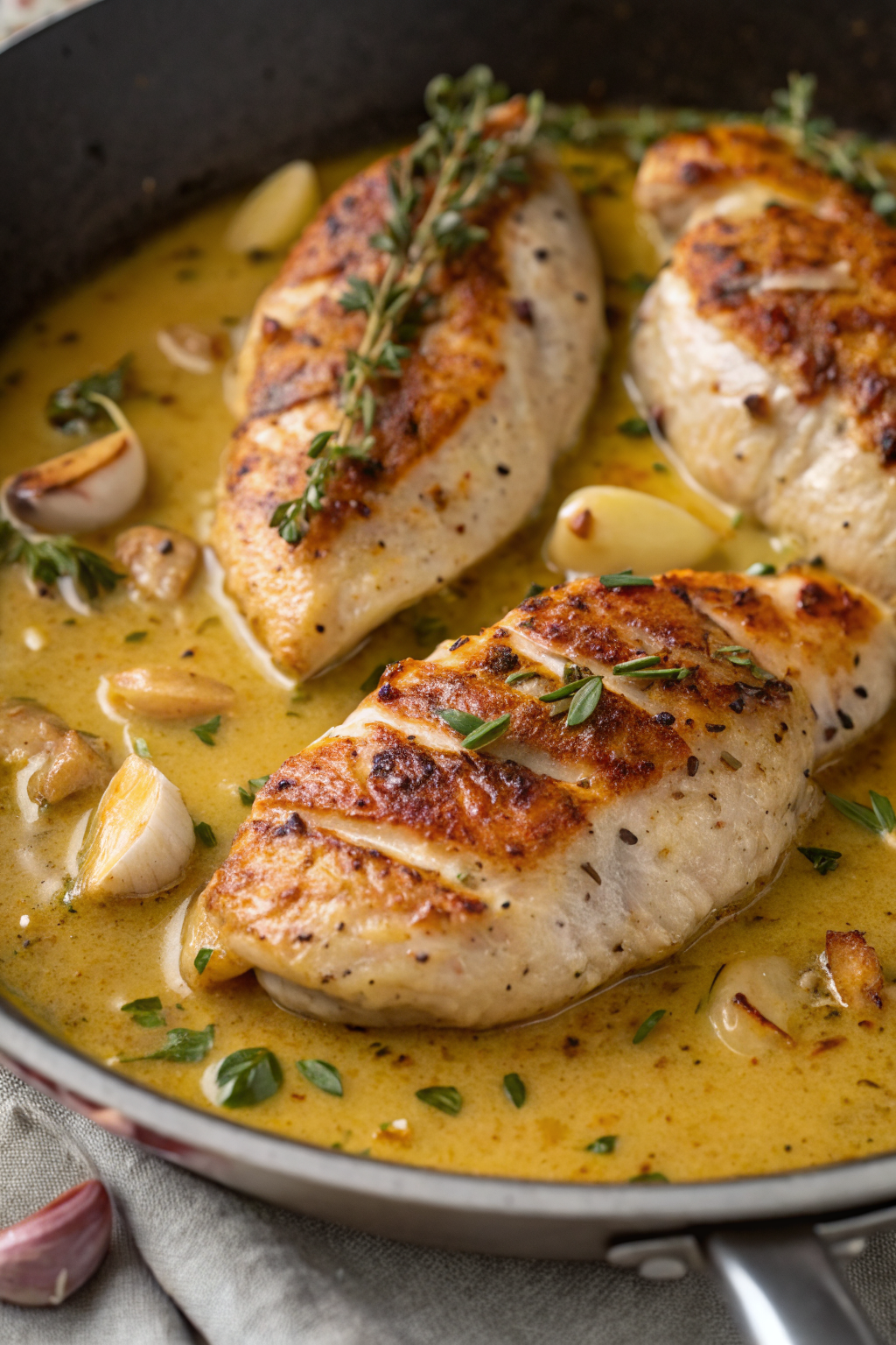 Pan Seared Chicken with zesty Lemon Mustard Sauce