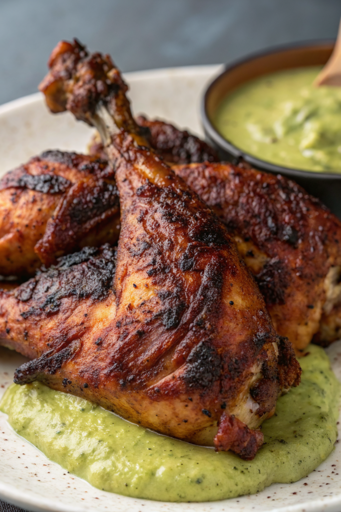 Peruvian Grilled Chicken with Creamy Green Sauce