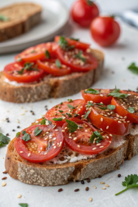 Tomato Toast with Chives and Sesame Seeds Recipe