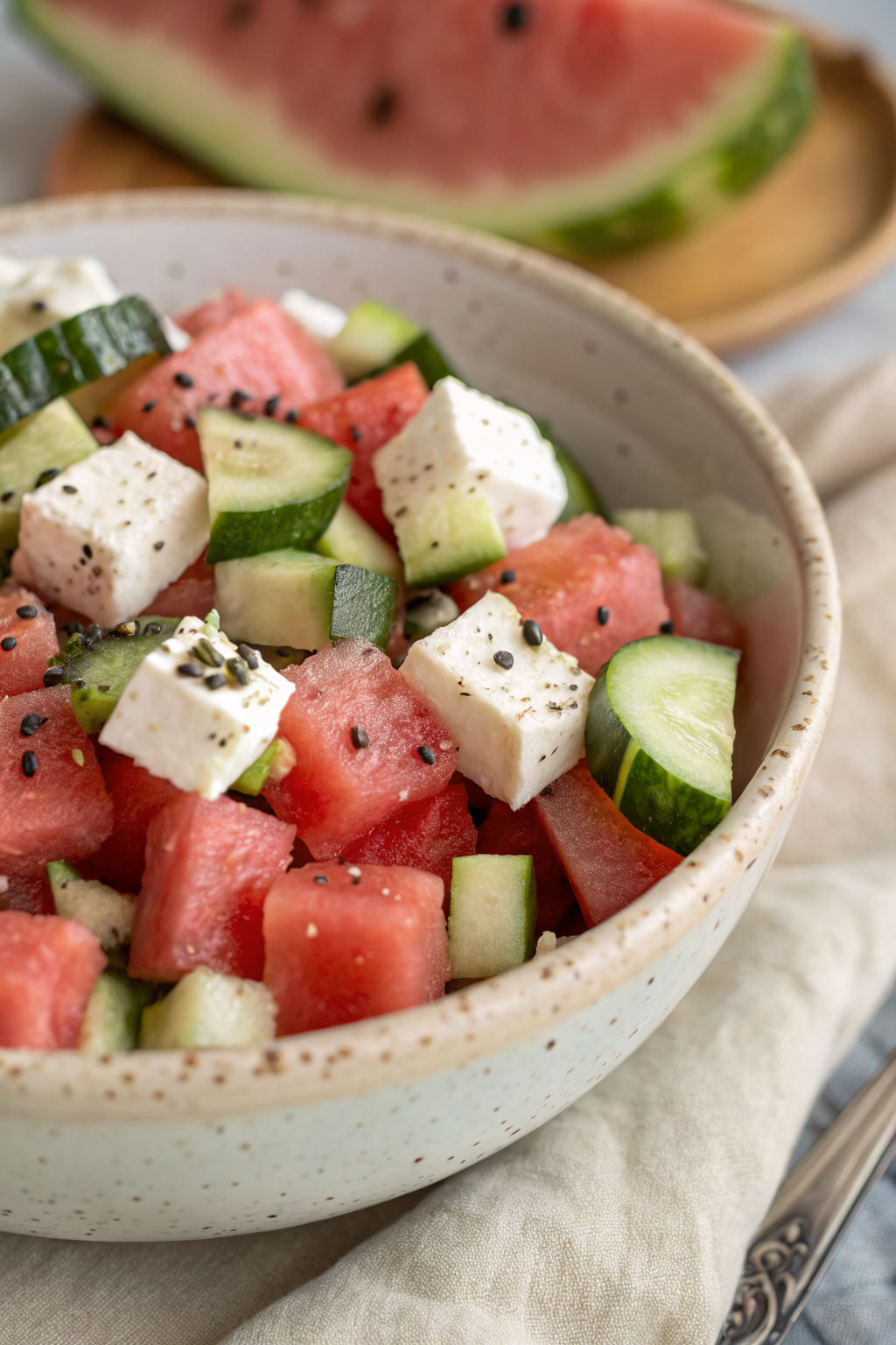 Watermelon Cucumber and Feta Salad Recipe
