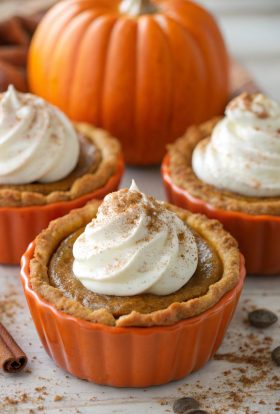 Baked Pumpkin Custards with Maple Mascarpone Whipped Cream