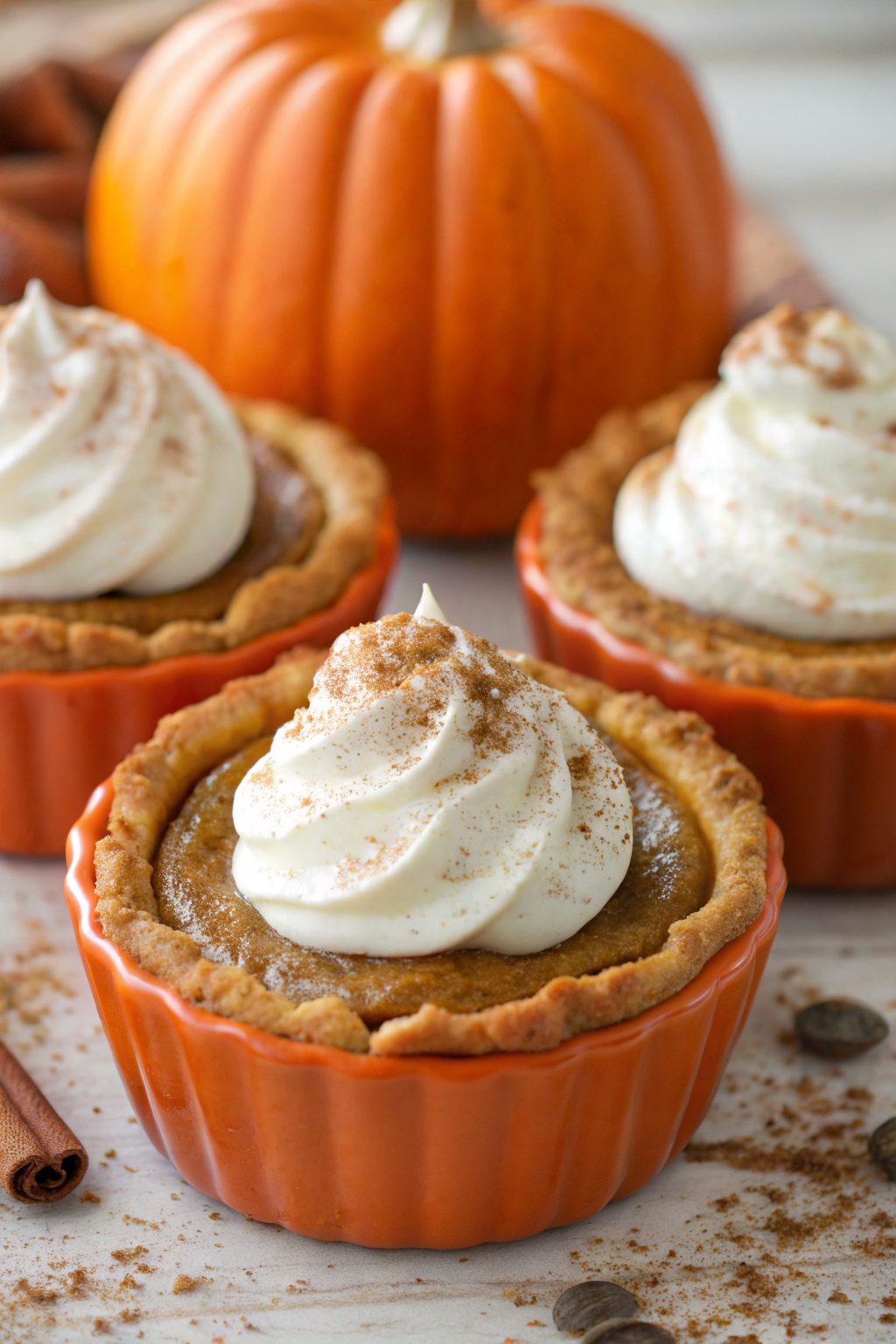 Baked Pumpkin Custards with Maple Mascarpone Whipped Cream