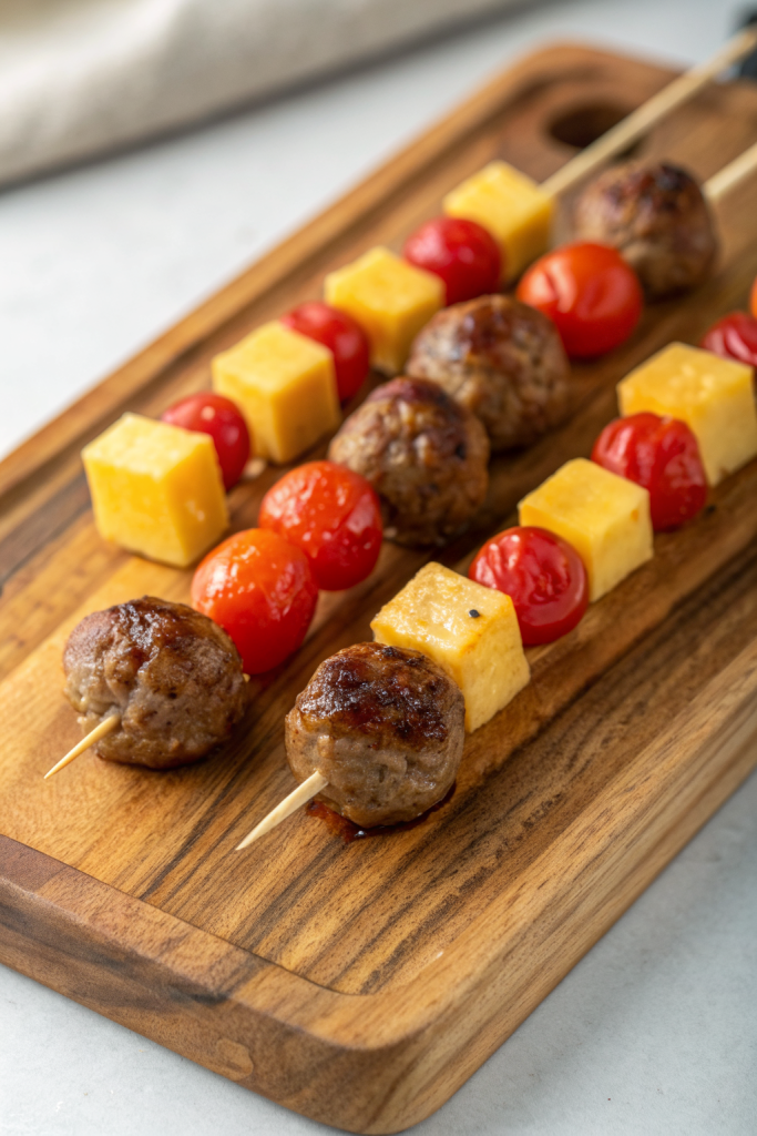Cheeseburger Meatball Kabobs Recipe