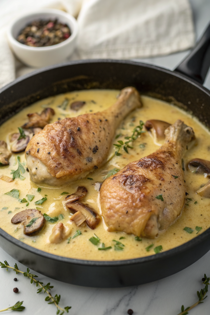 Chicken Legs with Creamy Mushroom Sauce