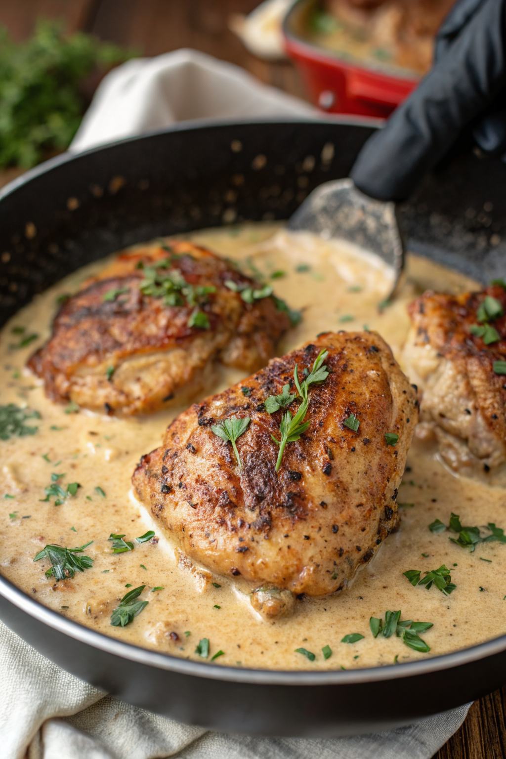 Creamy Garlic Chicken Thighs Recipe