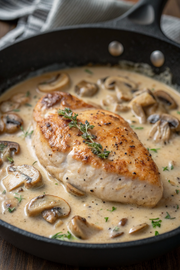 Creamy Garlic Mushroom Chicken Recipe