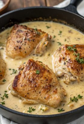 Creamy Oven Baked Chicken Thighs Recipe