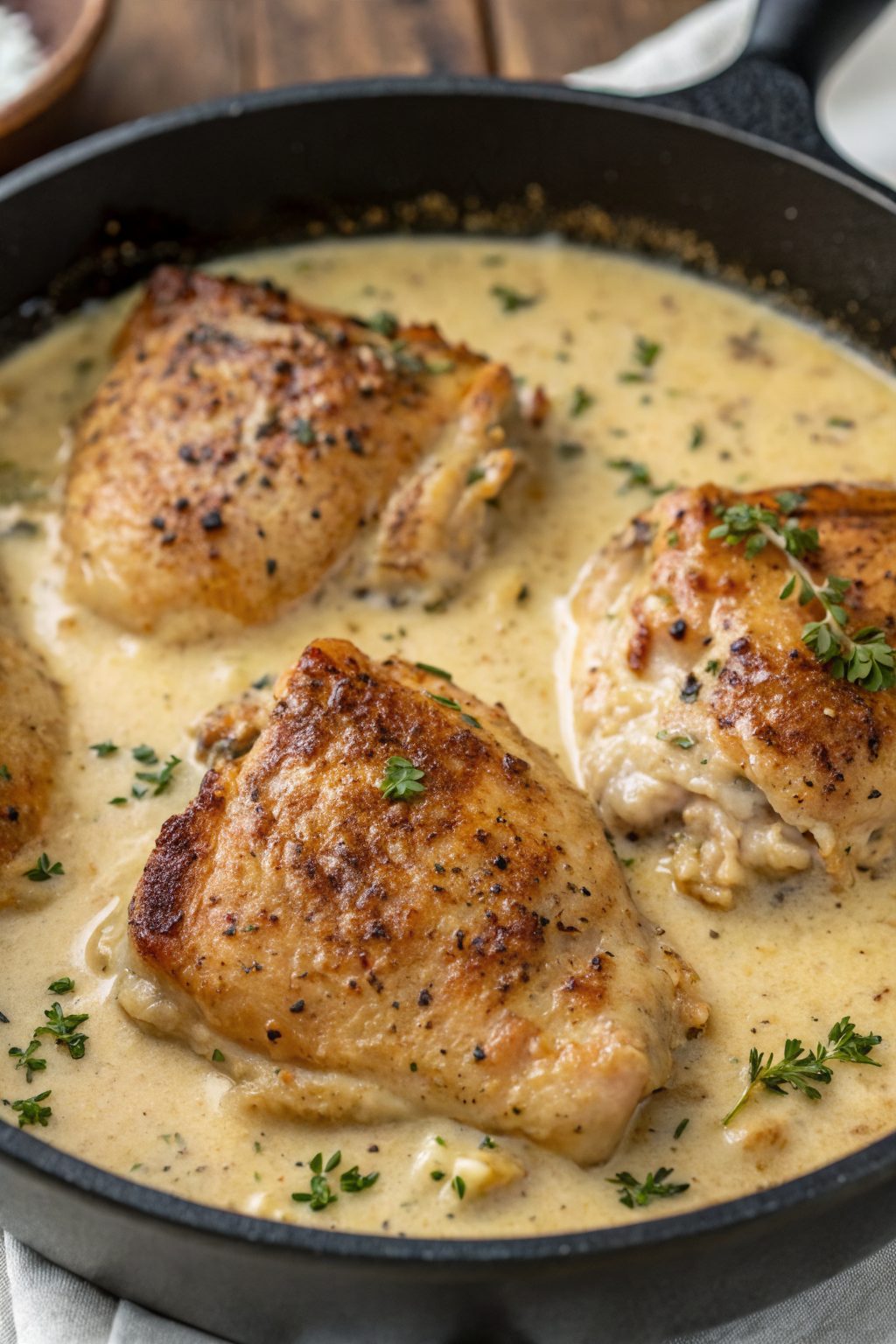 Creamy Oven Baked Chicken Thighs Recipe