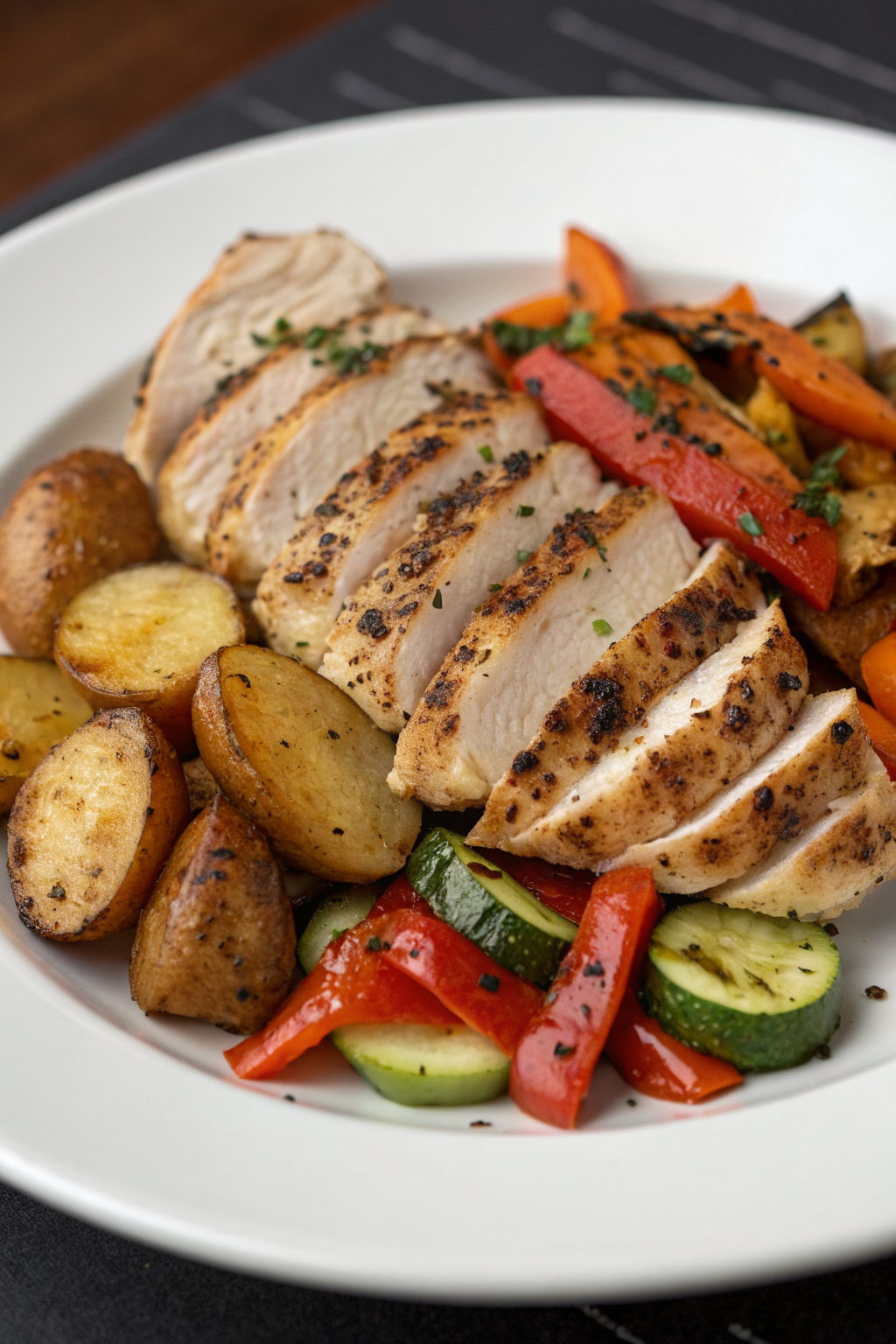 Grilled Chicken with Roasted Veggies Potatoes