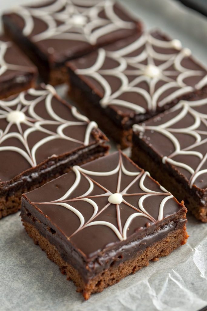 White Chocolate Spiderweb Brownies Recipe