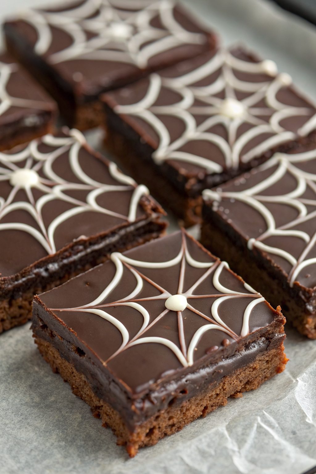 White Chocolate Spiderweb Brownies Recipe