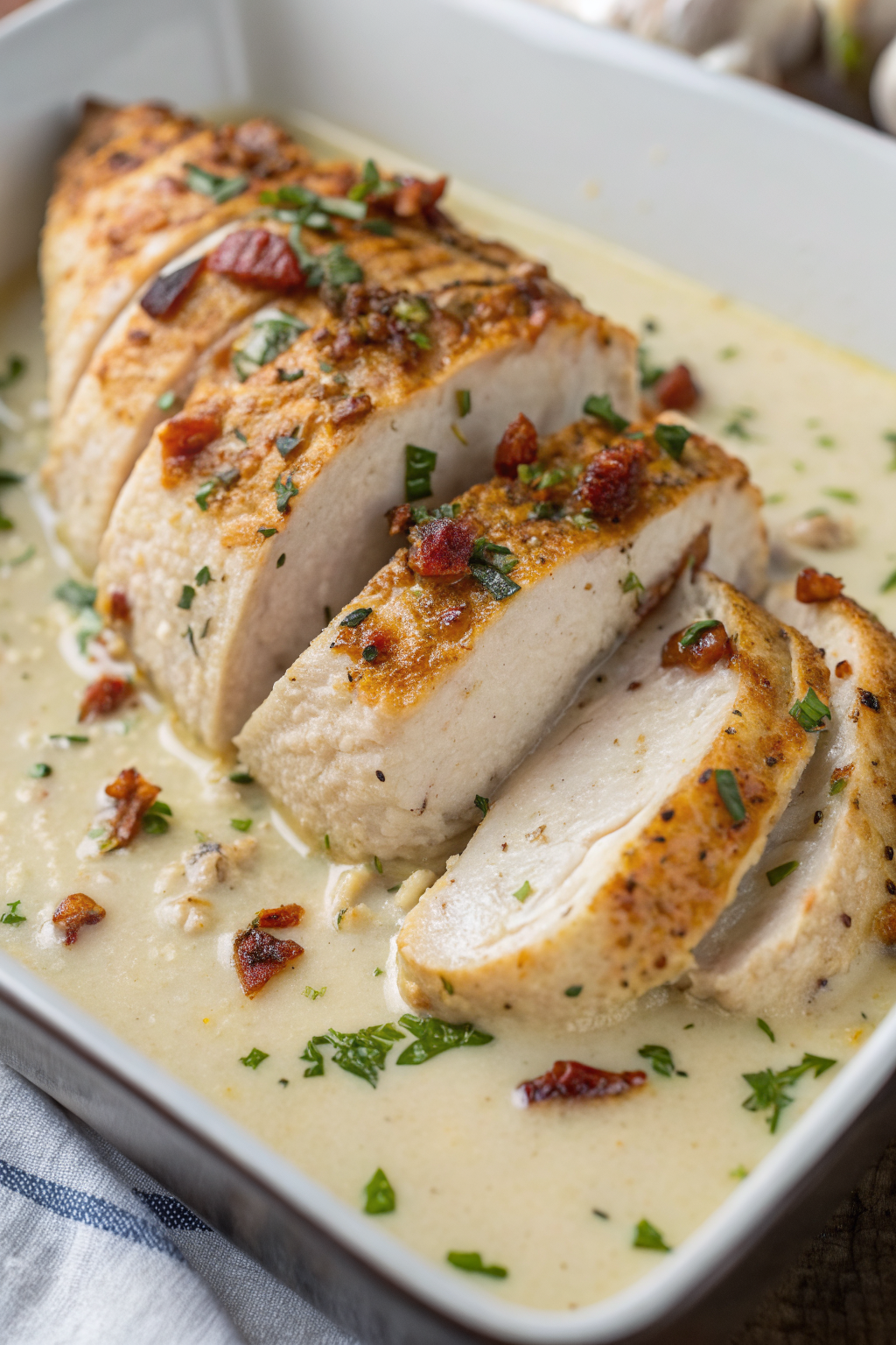 Baked Caesar Chicken with Creamy Parmesan Sauce