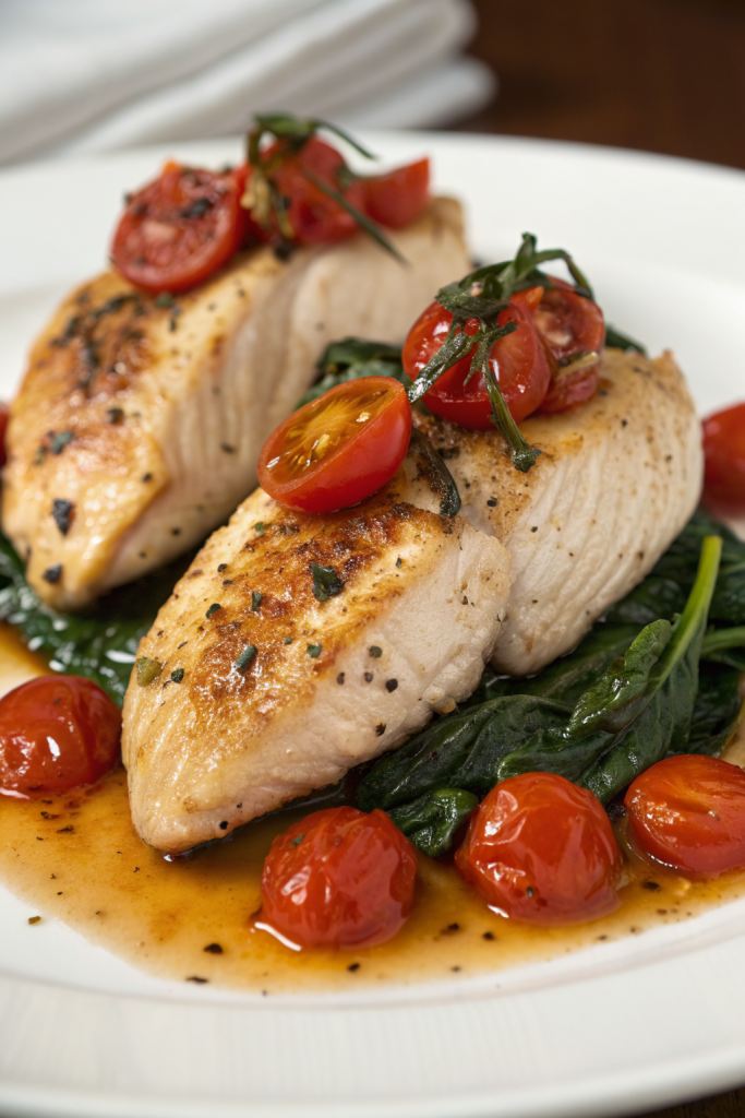 Balsamic Chicken Breast With Spinach And Tomatoes