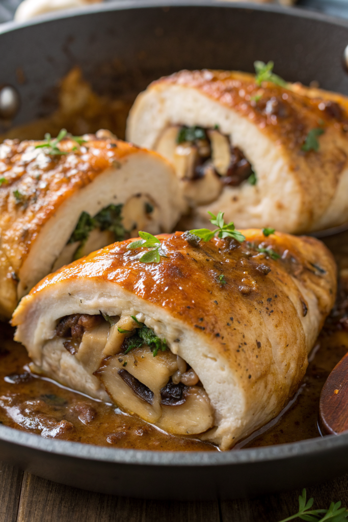 Cheesy Garlic Butter Mushroom Stuffed Chicken Recipe