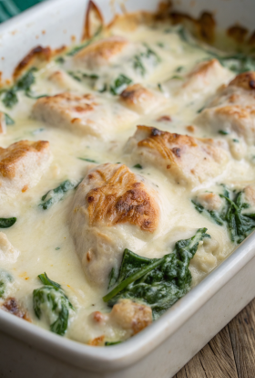 Chicken and Spinach Casserole with Cream Cheese