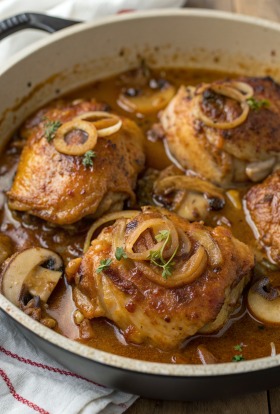 Cider Braised Chicken With Caramelized Onions