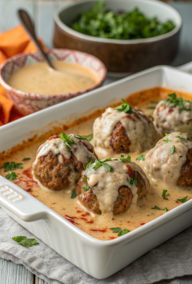 Creamy Chicken Ricotta Meatballs with Spinach Alfredo