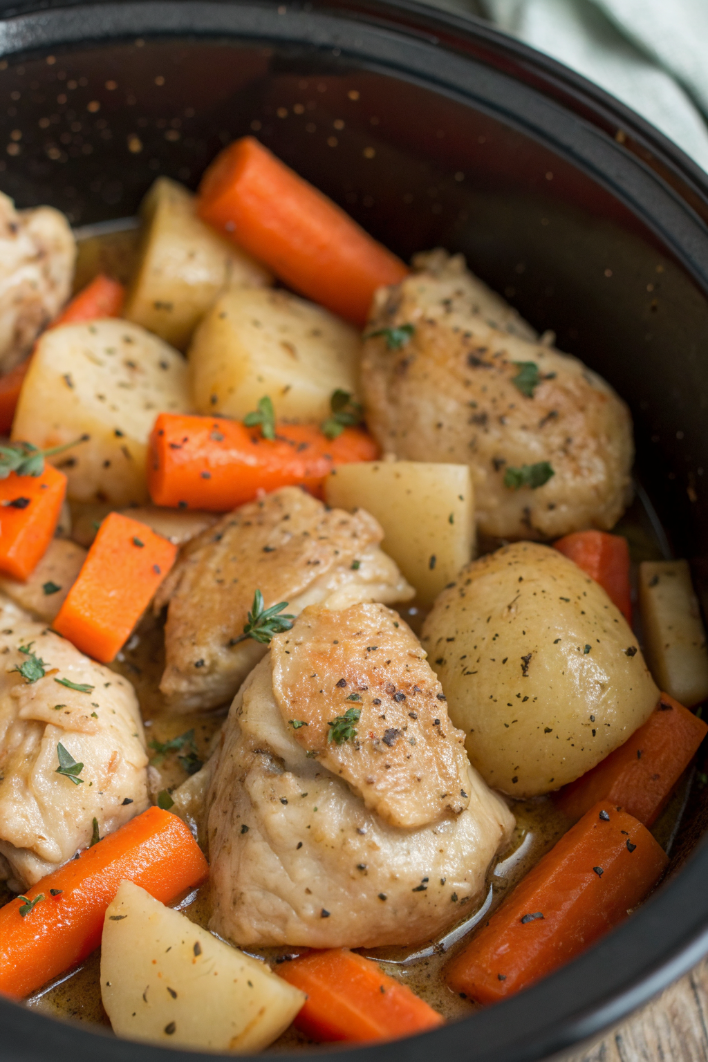 Crock Pot Garlic Butter Chicken with Potatoes and Carrots