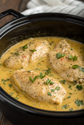 Crockpot Creamy Garlic Parmesan Chicken Recipe