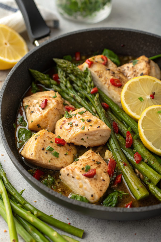 Garlic Butter Chicken Bites and Asparagus Recipe