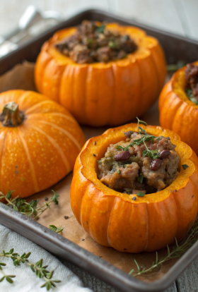 Ground Turkey & Brown Butter Sage Stuffed Pumpkins