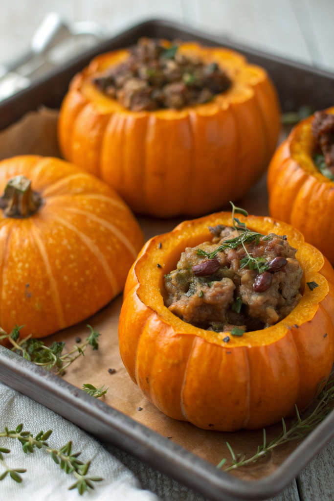 Ground Turkey & Brown Butter Sage Stuffed Pumpkins